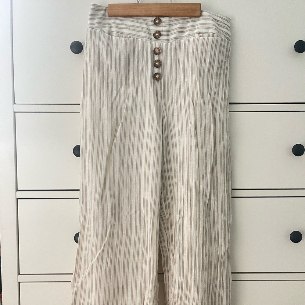 Wide leg striped pants